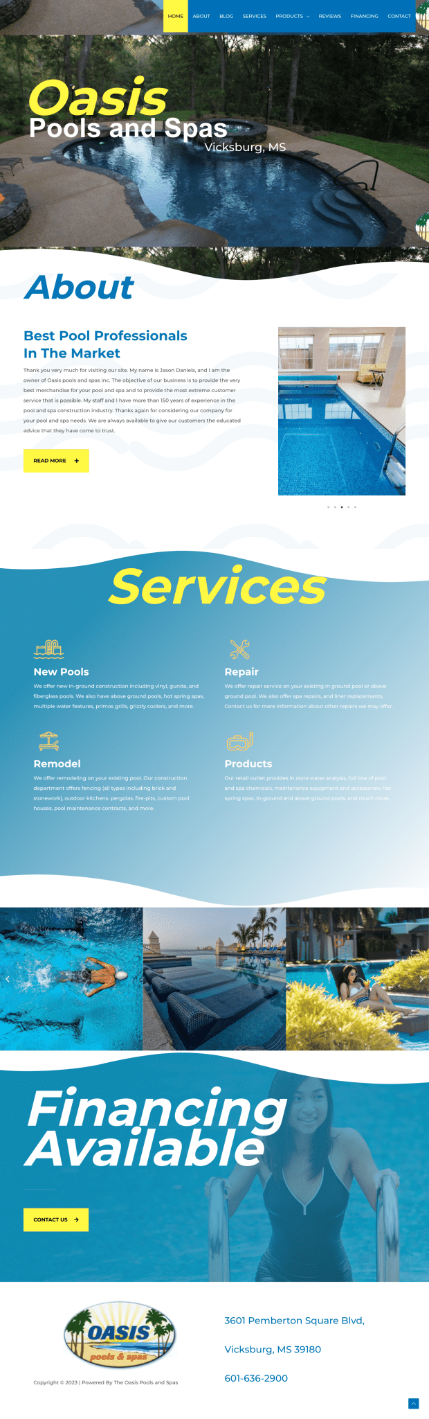 Oasis Pools and Spas, Vicksburg's premier pool services