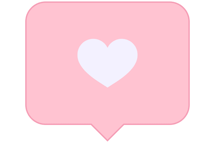 Pink speech bubble with a white heart