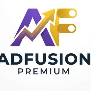 Adfusion Premium logo with arrow and letters