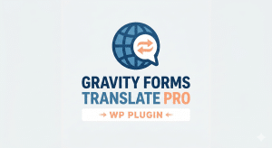 A professional WooCommerce product main image for Gravity Forms Translate Pro, featuring a branded box, WordPress dashboard screenshots, localized forms, and multiple national flags.