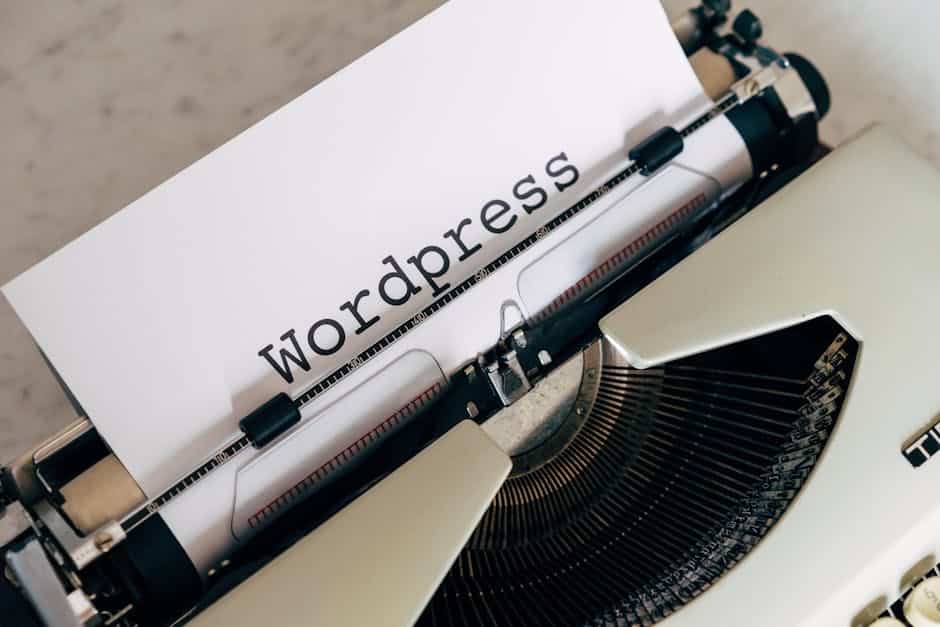Typewriter typing the word WordPress on paper