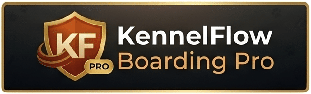 KennelFlow Boarding Pro logo with KF shield