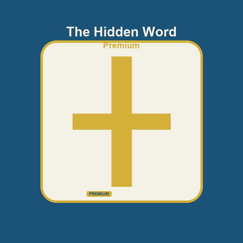 Gold cross on premium hidden word graphic
