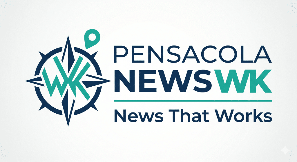Pensacola News WK logo with compass and location pin